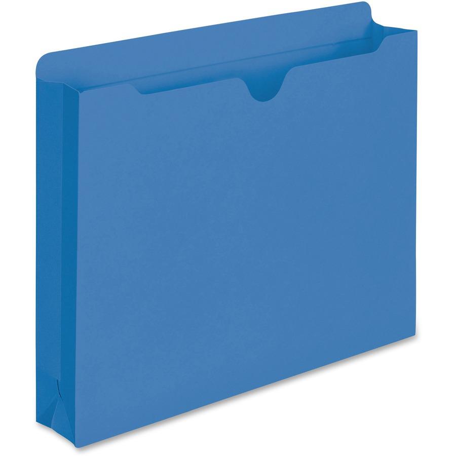 Smead Colored Straight Tab Cut Letter Recycled File Jacket - 8 1/2" x 11" - 2" Expansion - Blue - 10% Recycled - 50 / Box. Picture 8