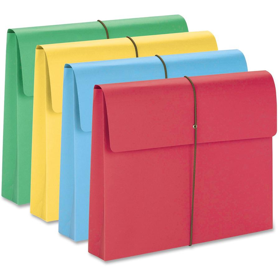 Smead Recycled File Wallet - 11 3/4" x 9 1/2" - 2" Expansion - Redrope - Blue, Green, Red, Yellow - 10% Recycled - 50 / Box. Picture 5