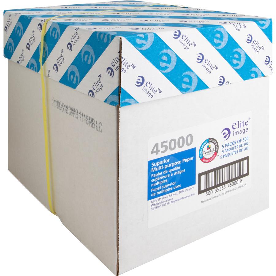 Elite Image Multipurpose Paper - 98 Brightness - Letter - 8 1/2" x 11" - 20 lb Basis Weight - 2500 / Carton ( - Ream per Case)SFI. Picture 7