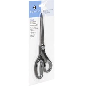 Sparco Straight Rubber Handle Scissors - 8" Overall Length - Straight - Stainless Steel - Black, Gray - 1 Each. Picture 3