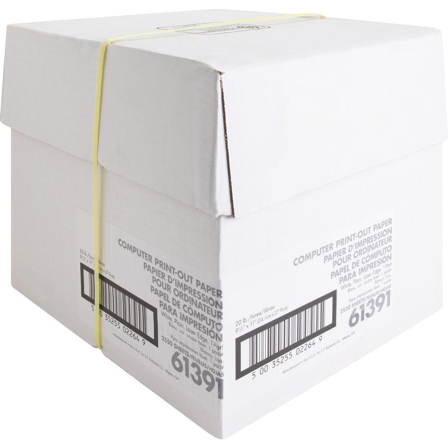Sparco Perforated Blank Computer Paper - 8 1/2" x 11" - 20 lb Basis Weight - 2550 / Carton - Perforated - White. Picture 5