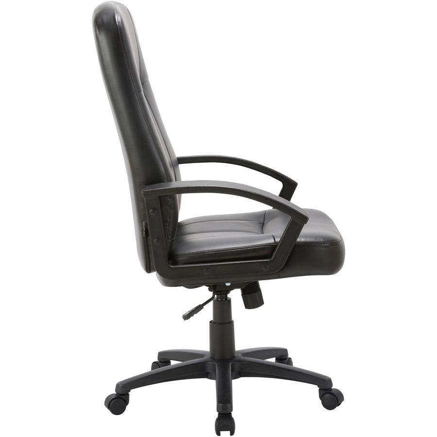 Lorell Chadwick Series Executive High-Back Chair - Black Leather Seat - Black Frame - 5-star Base - Black - 1 Each. Picture 11