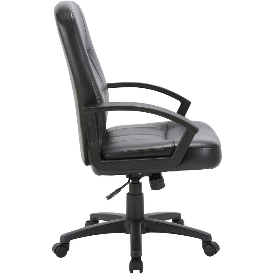 Lorell Chadwick Series Managerial Mid-Back Chair - Black Leather Seat - Black Frame - 5-star Base - Black - 1 Each. Picture 9