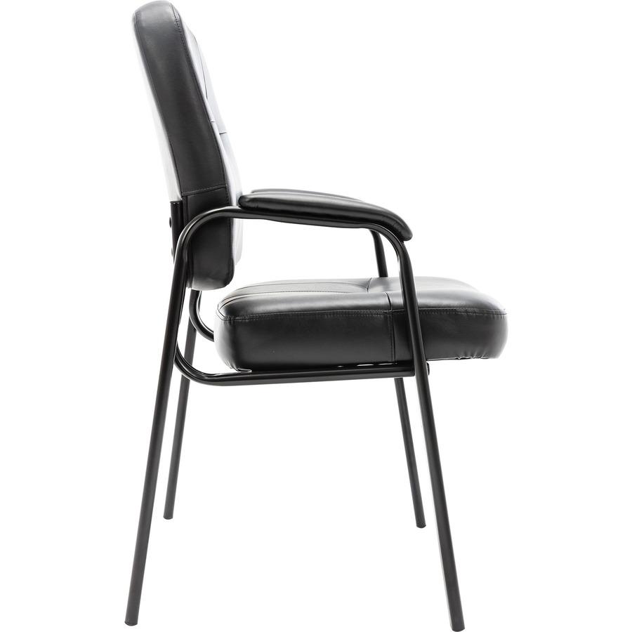 Lorell Chadwick Series Guest Chair - Black Leather Seat - Black Steel Frame - Black - Steel, Leather - 1 Each. Picture 10