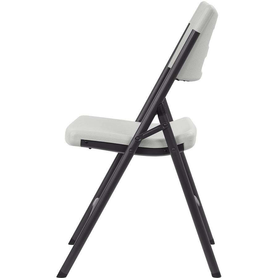 Lorell Heavy-duty Blow-Molded Folding Chairs - Light Gray Polyethylene Seat - Light Gray Polyethylene Back - Dark Gray Steel Frame - Steel, Polyethylene - 4 / Carton. Picture 9