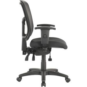 Lorell ErgoMesh Series Managerial Mid-Back Chair - Black Fabric Seat - Black Back - Black Frame - 5-star Base - 1 Each. Picture 3