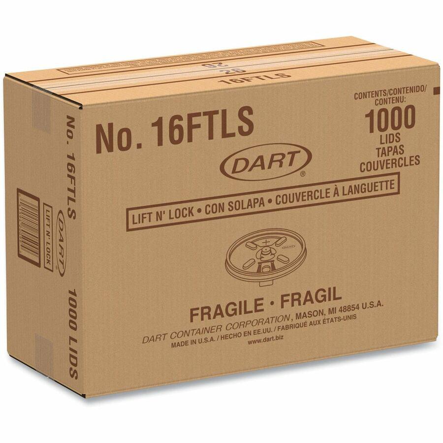 Dart Lift-n-lock Fold Tab Lids - Round - Plastic - 10 / Carton - 100 Per Bag - White. Picture 4