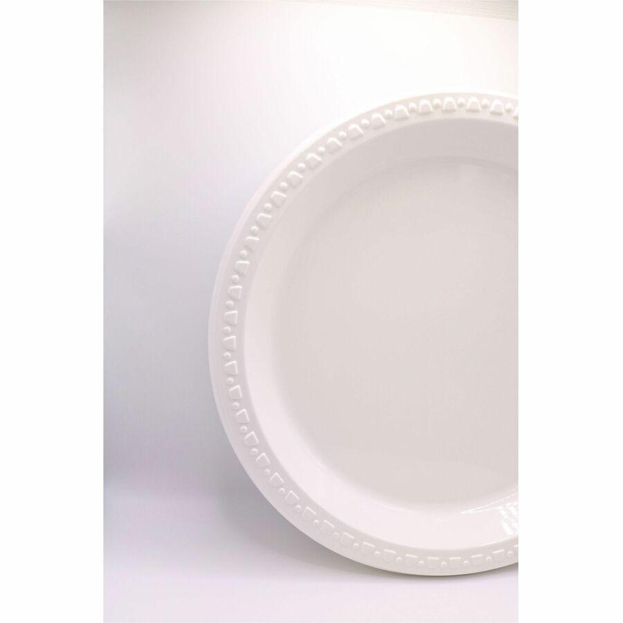 Tablemate 9" Plastic Plates - 9" Diameter - White - 125 / Pack. Picture 7