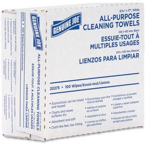 Genuine Joe All-Purpose Cleaning Towels - 16.50" x 9.50" - White - Fabric - 100 / Box. Picture 6