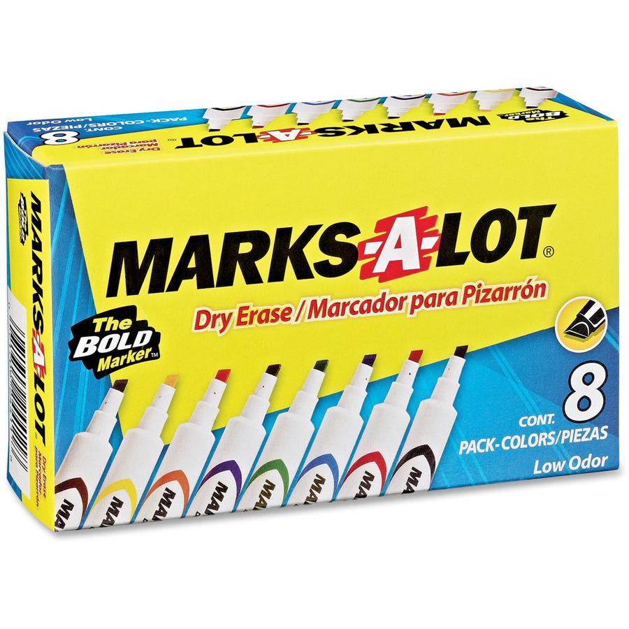 Avery&reg; Marks A Lot Desk-Style Dry-Erase Markers - Chisel Marker Point Style - Black, Blue, Red, Green, Purple, Yellow - 8 / Box. Picture 2