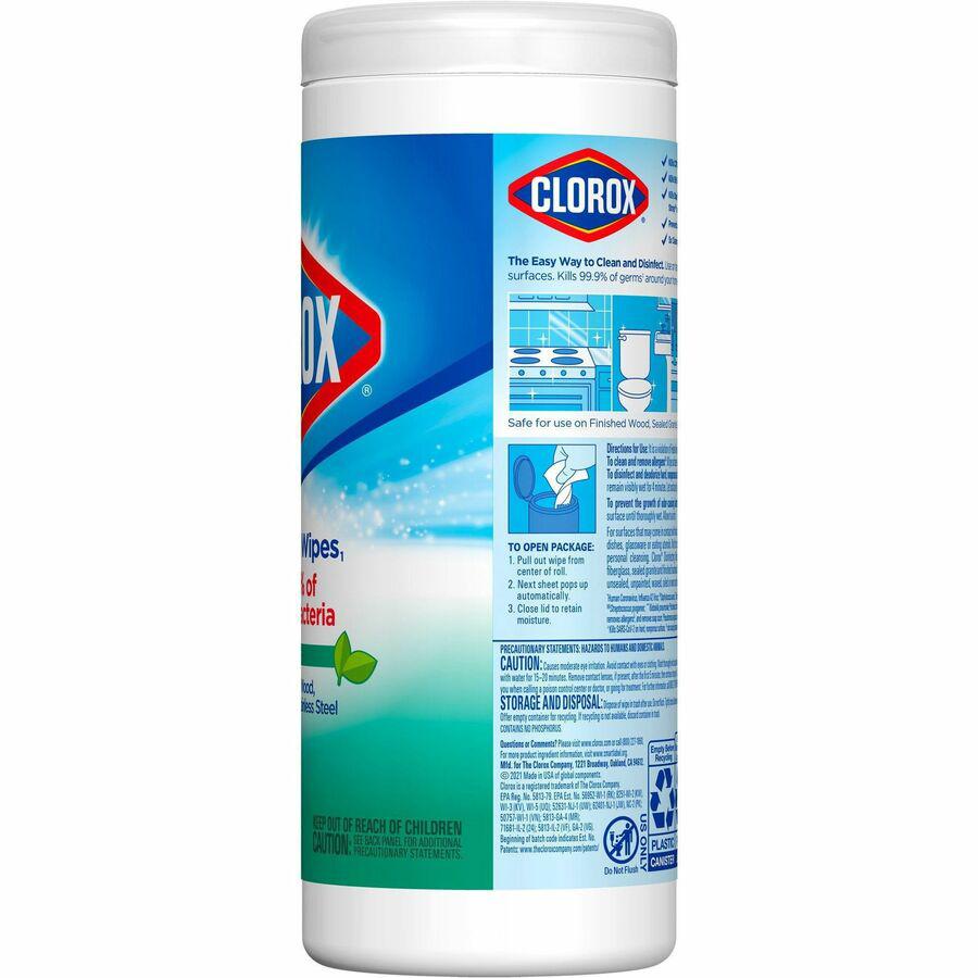 Clorox Disinfecting Cleaning Wipes - Ready-To-Use Wipe - Fresh Scent - 35 / Canister - 12 / Carton - Green. Picture 11