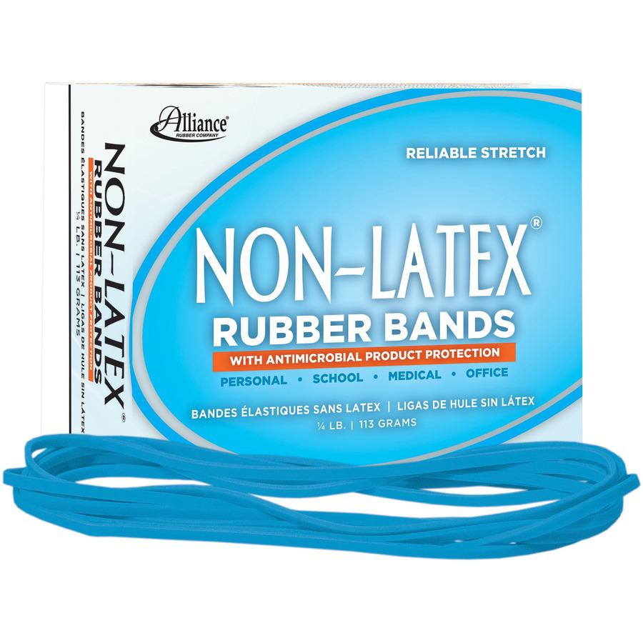 Alliance Rubber 42179 Non-Latex Rubber Bands with Antimicrobial Protection - Size #117B - 1/4 lb. box contains approx. 63 bands - 7" x 1/8" - Cyan blue. Picture 6