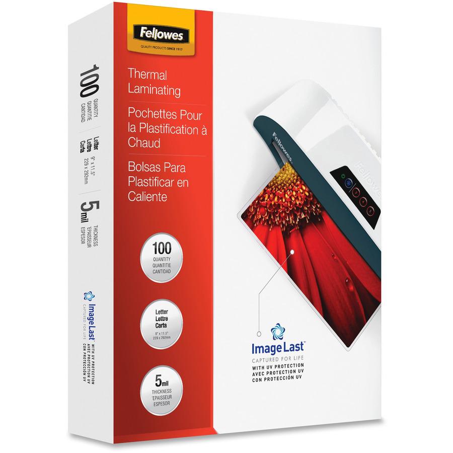 Fellowes Letter-Size Laminating Pouches - Sheet Size Supported: Letter 9" Width x 11.50" Length - Laminating Pouch/Sheet Size: 9" Width5 mil Thickness - Type G - Glossy - for Document, Letter - Durabl. Picture 7