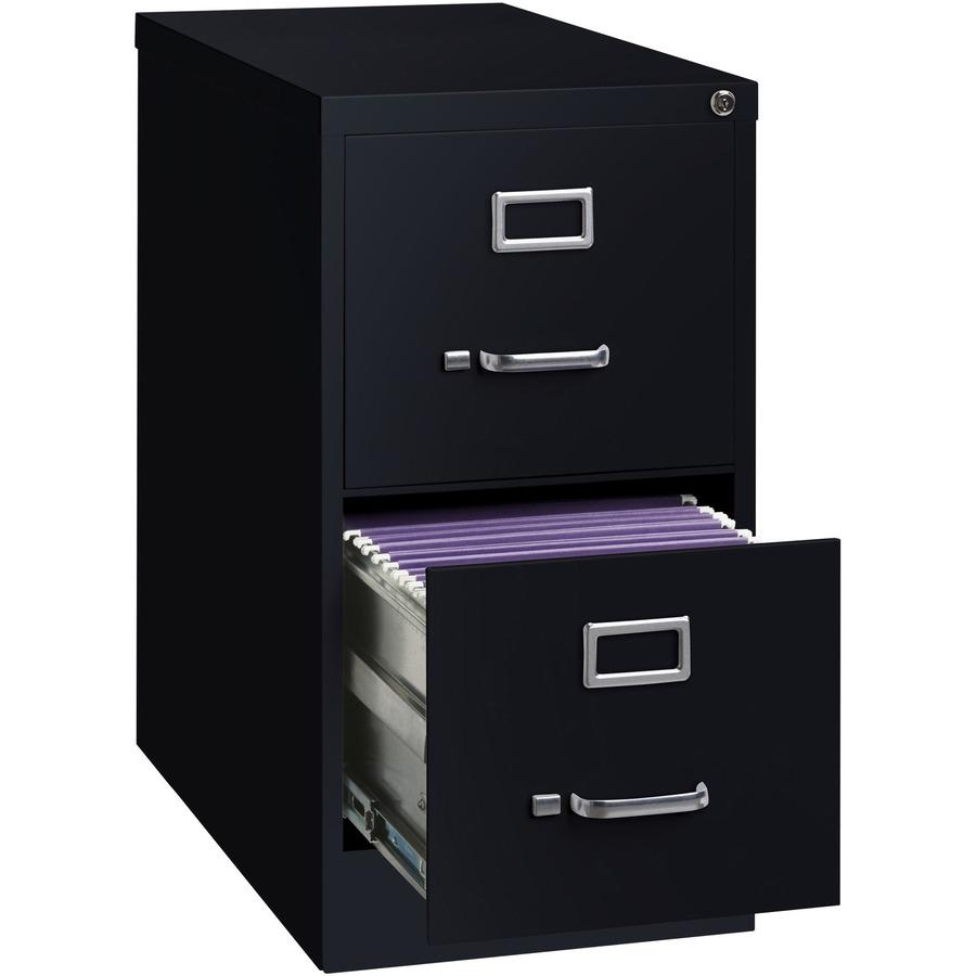Lorell Fortress Series 25" Commercial-Grade Vertical File Cabinet - 15" x 25" x 28.4" - 2 x Drawer(s) for File - Letter - Vertical - Security Lock, Ball-bearing Suspension, Heavy Duty - Black - Steel . Picture 7