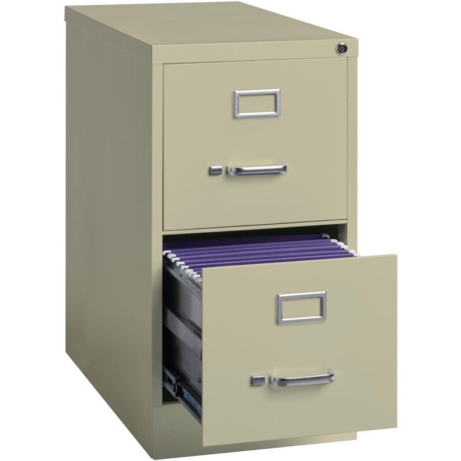 Lorell Fortress Series 25" Commercial-Grade Vertical File Cabinet - 15" x 25" x 28.4" - 2 x Drawer(s) for File - Letter - Vertical - Security Lock, Ball-bearing Suspension, Heavy Duty - Putty - Steel . Picture 7