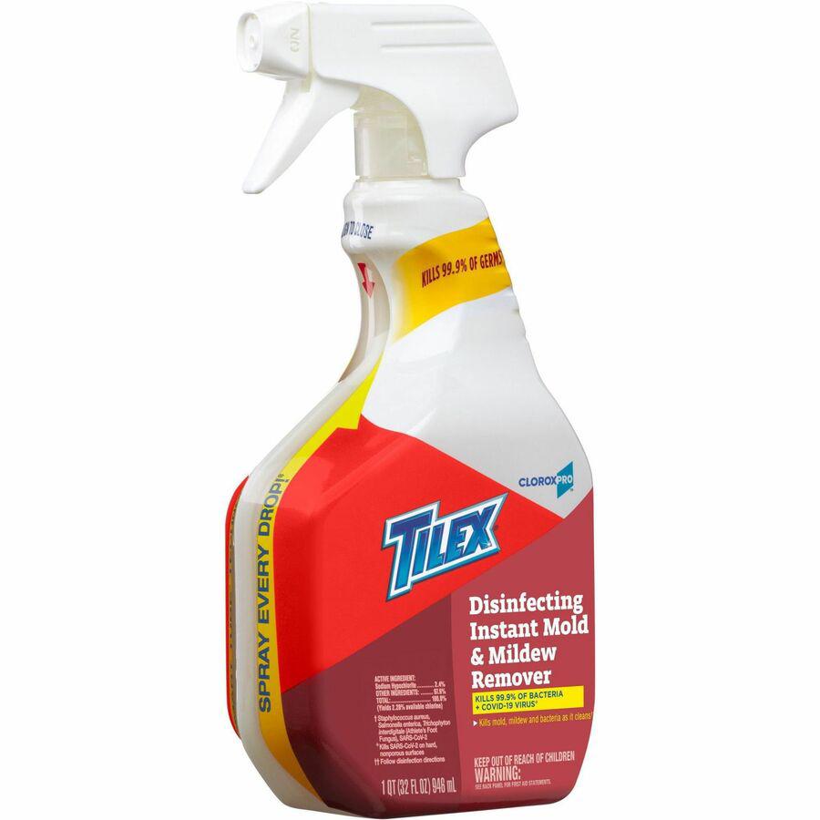 CloroxPro&trade; Tilex Disinfecting Instant Mold and Mildew Remover Spray - For Tile, Nonporous Surface - 32 fl oz (1 quart) - 9 / Carton - Disinfectant, Phosphate-free - White. Picture 11