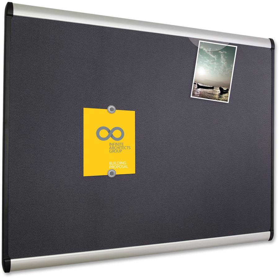 Quartet Prestige Plus Magnetic Bulletin Board - 36" Height x 48" Width - Gray Fabric Surface - Magnetic, Self-healing, Durable - Silver Aluminum Frame - 1 Each. Picture 4