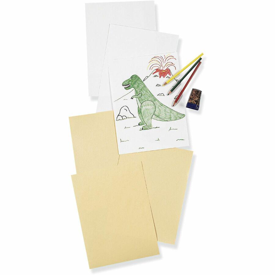 Pacon Drawing Paper - 500 Sheets - Plain - 9" x 12" - White Paper - Mediumweight - Recycled - 500 / Ream. Picture 4