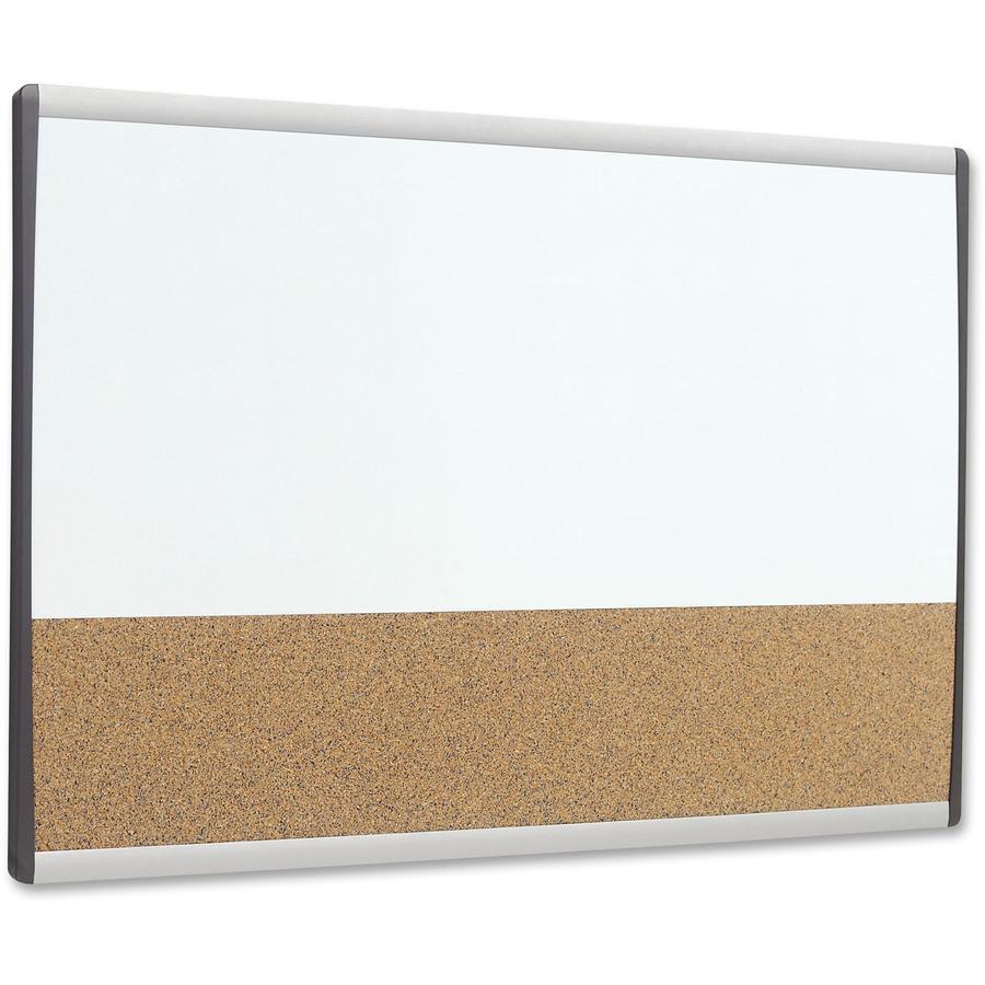 Quartet Arc Cubicle Combination Board - 30" (2.5 ft) Width x 18" (1.5 ft) Height - White Cork Surface - Silver Aluminum Frame - Horizontal - Magnetic - 1 Each. Picture 3