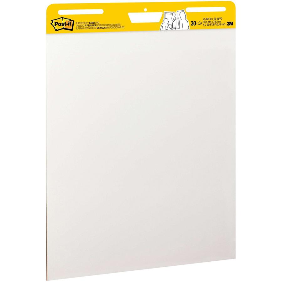 Post-it&reg; Self-Stick Easel Pad Value Pack - 30 Sheets - Plain - Stapled - 18.50 lb Basis Weight - 25" x 30" - White Paper - Repositionable, Self-adhesive, Bleed-free, Back Board, Resist Bleed-throu. Picture 4
