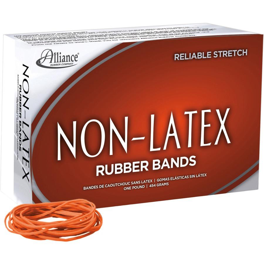 Alliance Rubber 37196 Non-Latex Rubber Bands - Size #19 - 1 lb. box contains approx. 1440 bands - 3 1/2" x 1/16" - Orange. Picture 2