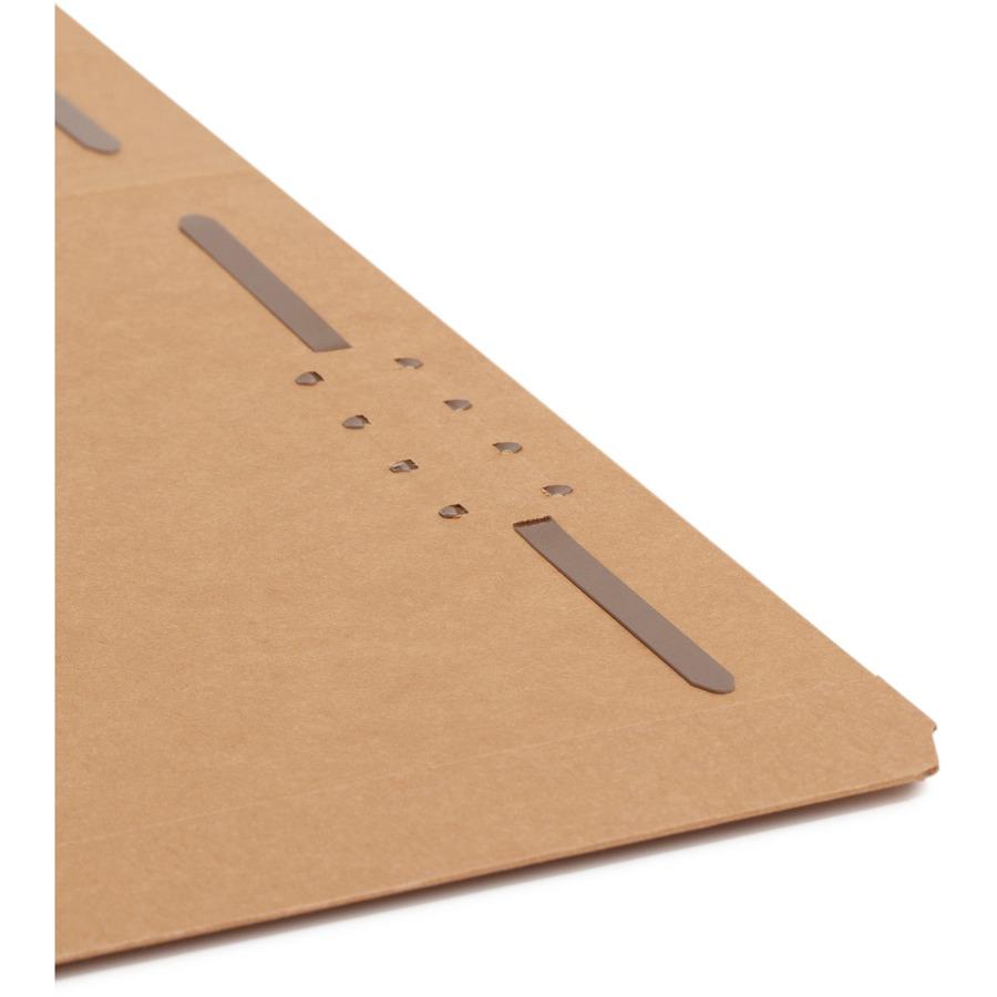 Smead Straight Tab Cut Letter Recycled Fastener Folder - 8 1/2" x 11" - 2 x 2K Fastener(s) - Kraft - Kraft - 10% Recycled - 50 / Box. Picture 8