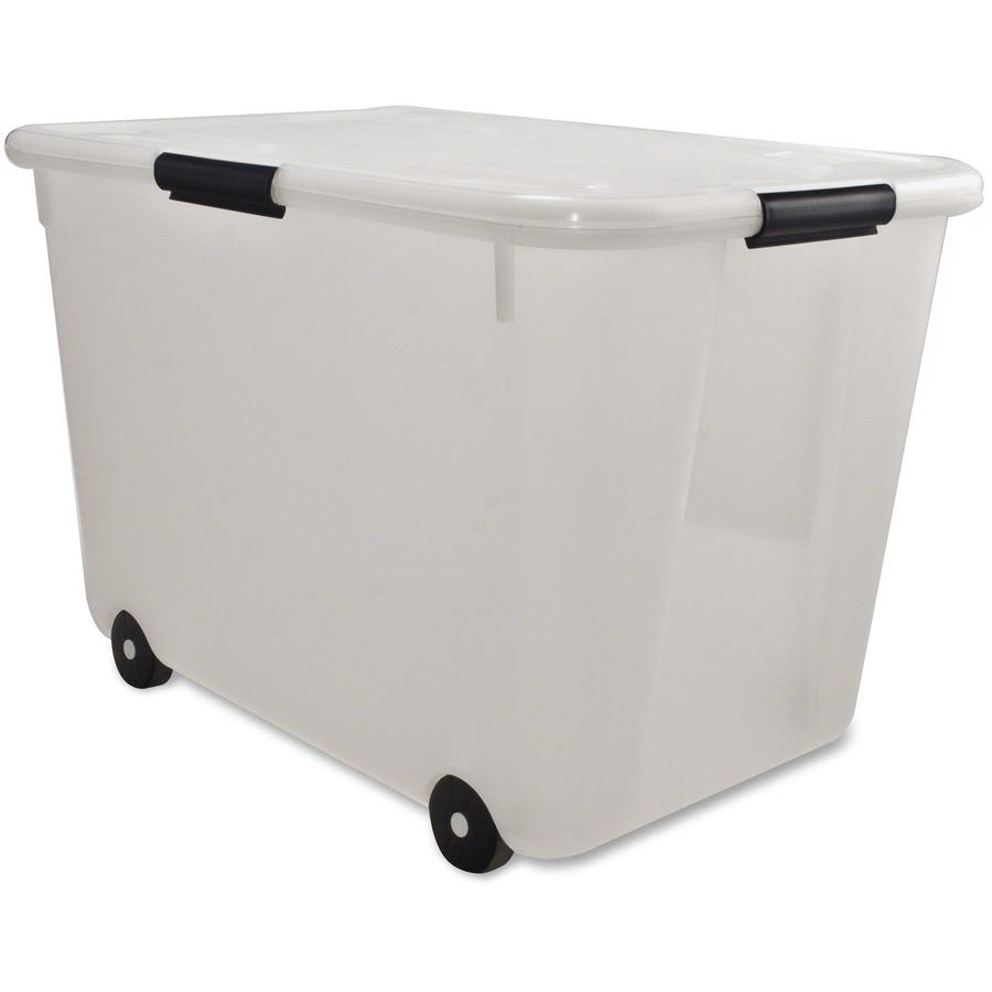 Advantus 15-gallon Rolling Storage Tub - External Dimensions: 23.8" Width x 15.8" Depth x 15.8" Height - 15 gal - Stackable - Plastic - Clear - For Document - 1 Each. Picture 3