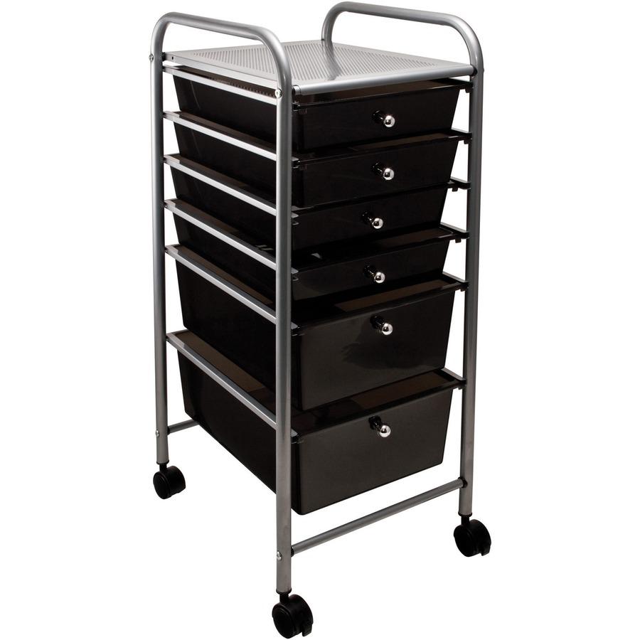 Advantus 6-Drawer Organizer - 6 Drawer - 4 Casters - x 32" Width x 15.3" Depth x 13" Height - Chrome Metal Frame - 1 Each. Picture 5
