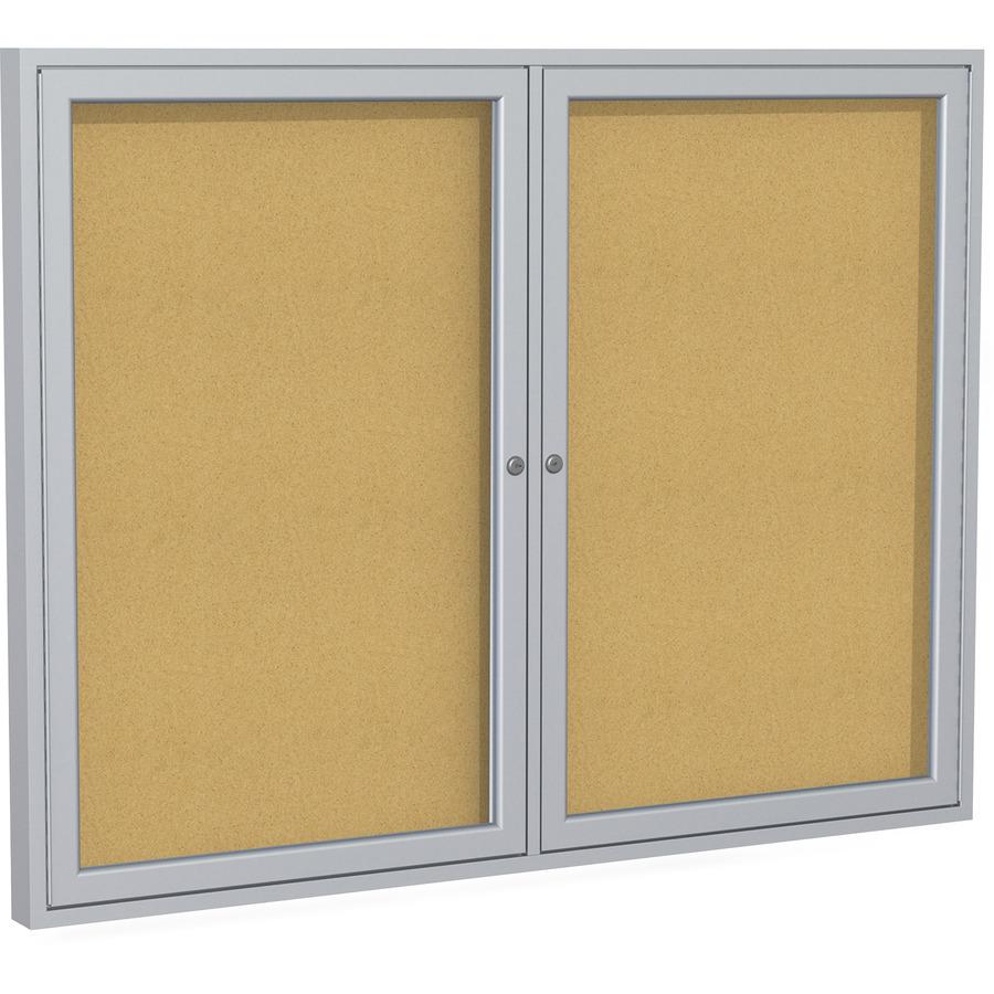 Ghent 2-Door Enclosed Indoor Bulletin Board - 48" Height x 36" Width - Cork Surface - Shatter Resistant - 1 Each. Picture 5