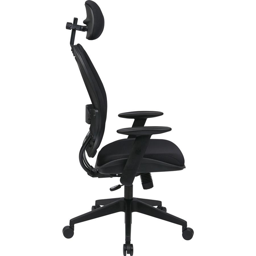 Office Star Professional Air Grid Chair with Adjustable Headrest - Mesh Seat - 5-star Base - Black - 1 Each. Picture 9