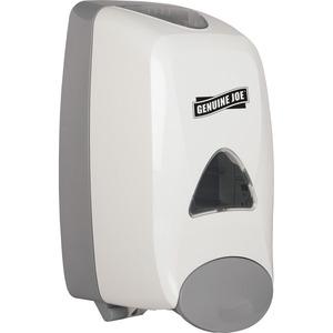 Genuine Joe Solutions 1250 ml Foam Soap Dispenser - Manual - 1.32 quart Capacity - Site Window, Soft Push, Sanitary-sealed, Refillable - White - 1Each. Picture 2