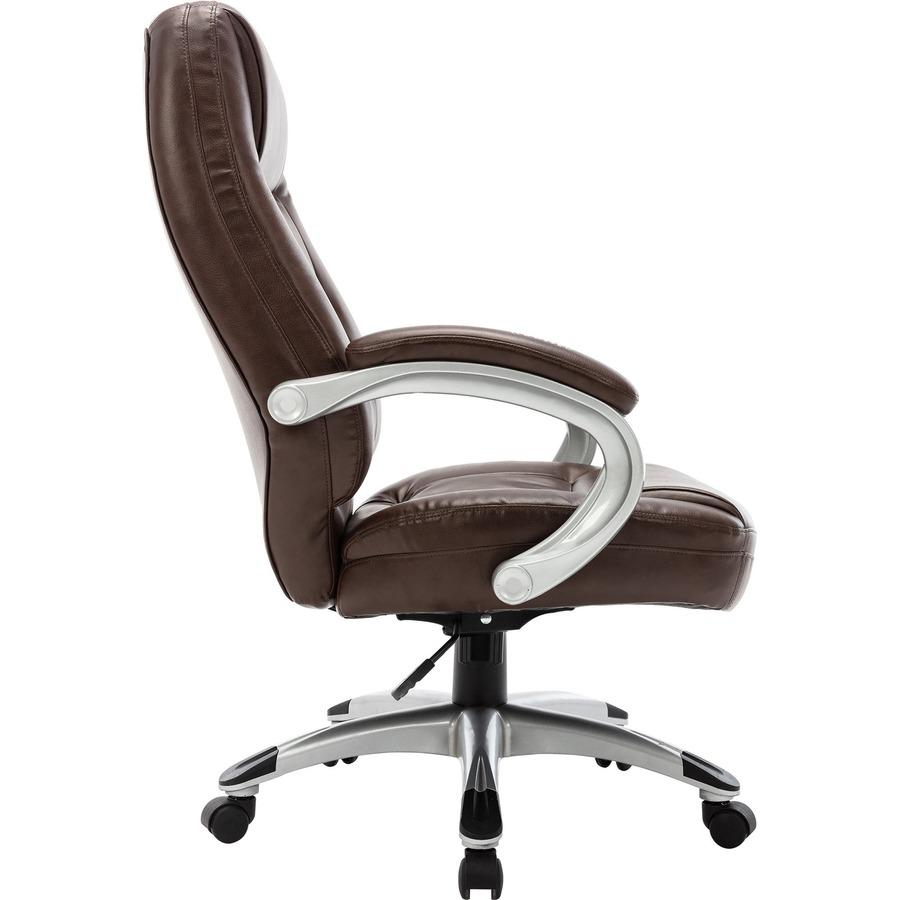 Lorell Westlake Series Executive High-Back Chair - Saddle Leather Seat - Black Polyurethane Frame - Saddle - 1 Each. Picture 11