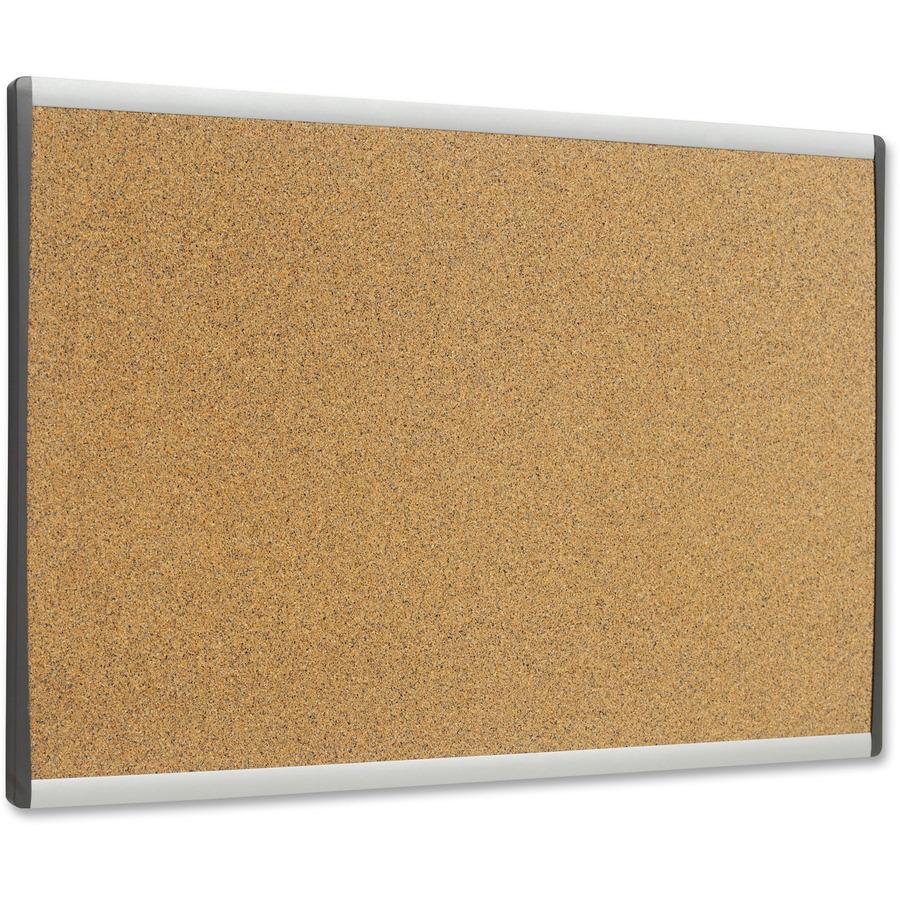 Quartet Arc Cubicle Bulletin Board - 18" Height x 30" Width - Brown Natural Cork Surface - Durable, Self-healing - Silver Aluminum Frame - 1 Each. Picture 7