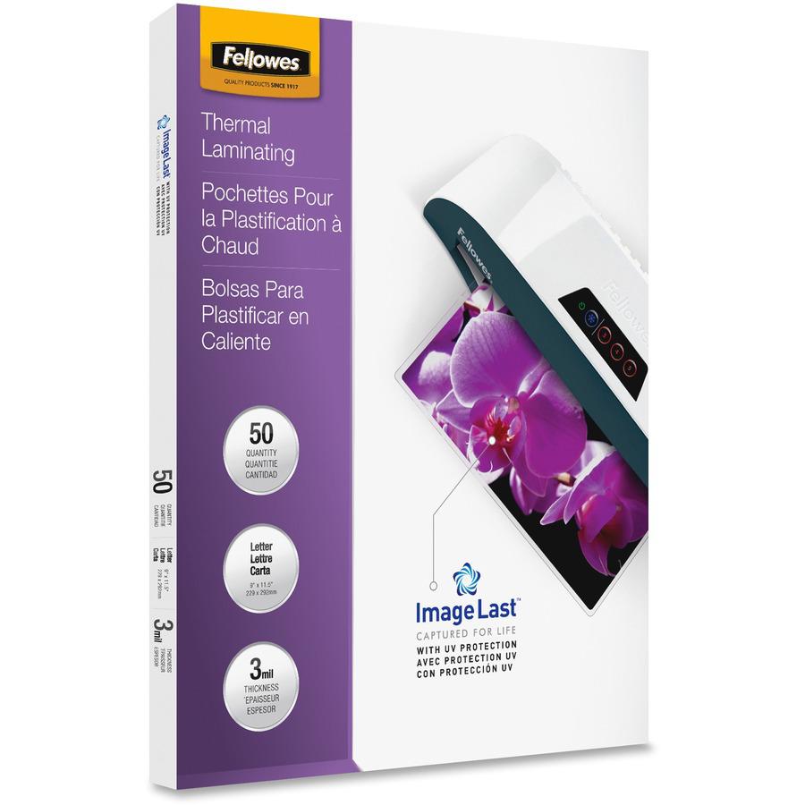 Fellowes Thermal Laminating Pouches - ImageLast&trade;, Jam Free, Letter, 3 mil, 50 pack - Sheet Size Supported: Letter - Laminating Pouch/Sheet Size: 9" Width x 11.50" Length x 3 mil Thickness - Type. Picture 6