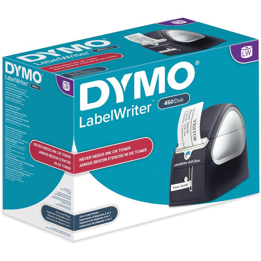Dymo LabelWriter 450 Duo Direct Thermal Printer - Monochrome - Label Print - USB - Platinum - 0.8 Second Mono - 600 x 300 dpi. Picture 3