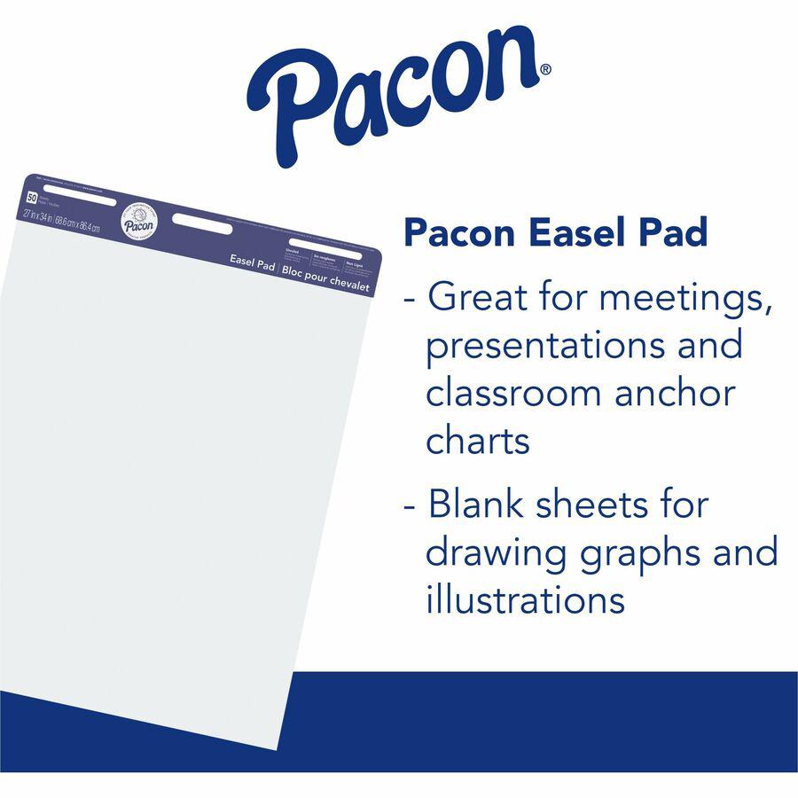Pacon Unruled Easel Pads - 50 Sheets - Plain - Stapled/Glued - Unruled - 27" x 34" - White Paper - Chipboard Cover - Perforated, Bond Paper - 50 / Pad. Picture 3