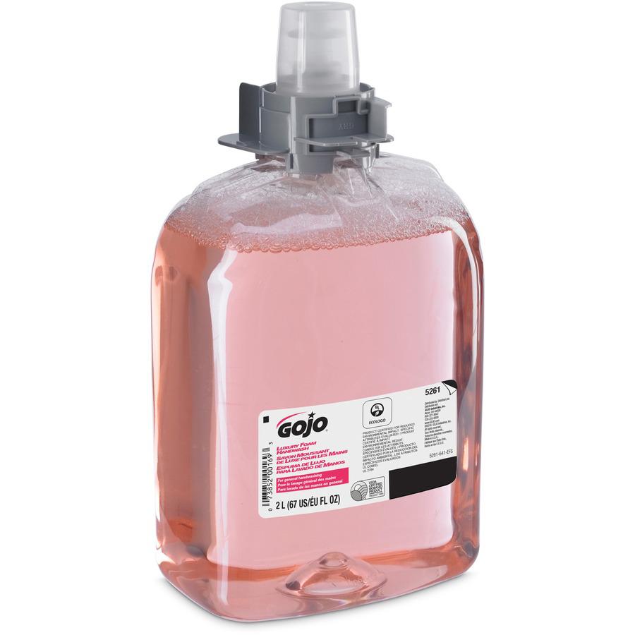 Gojo&reg; FMX-20 Luxury Foam Soap - Cranberry Scent - 67.6 fl oz (2 L) - Hand - Translucent Pink - Bio-based - 2 / Carton. Picture 3