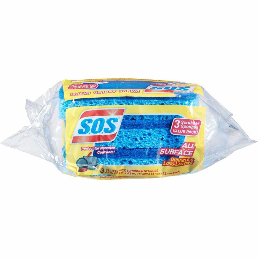 S.O.S All-Surface Scrubber Sponge - 5.3" Height x 3" Width x 0.9" Depth - 8/Carton - Cellulose - Blue. Picture 8