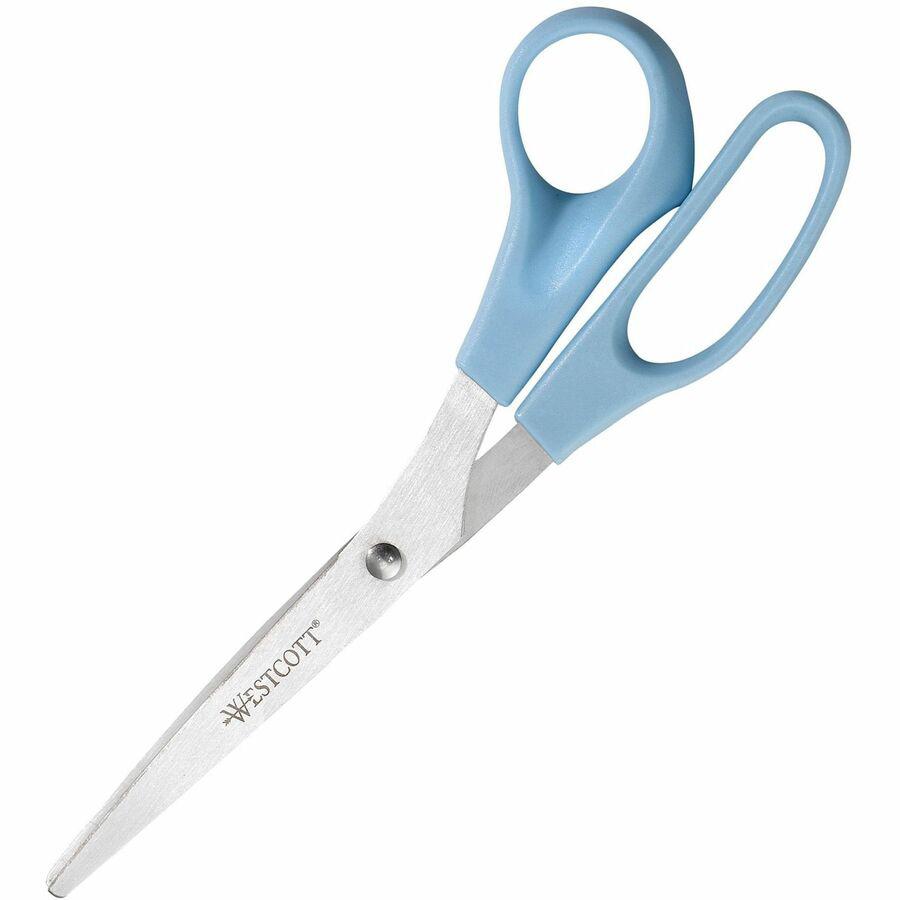 Westcott 8" All Purpose Straight Scissors - 8" Overall Length - Straight-left/right - Stainless Steel - Assorted - 3 / Pack. Picture 6