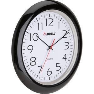 Lorell 13-1/4" Round Quartz Wall Clock - Analog - Quartz - White Main Dial - Black/Plastic Case. Picture 7