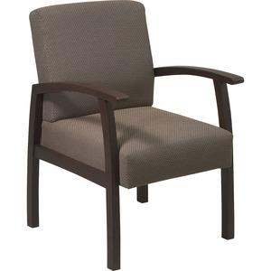 Lorell Thickly Padded Guest Chair - Espresso Frame - Four-legged Base - Taupe - 1 Each. Picture 3