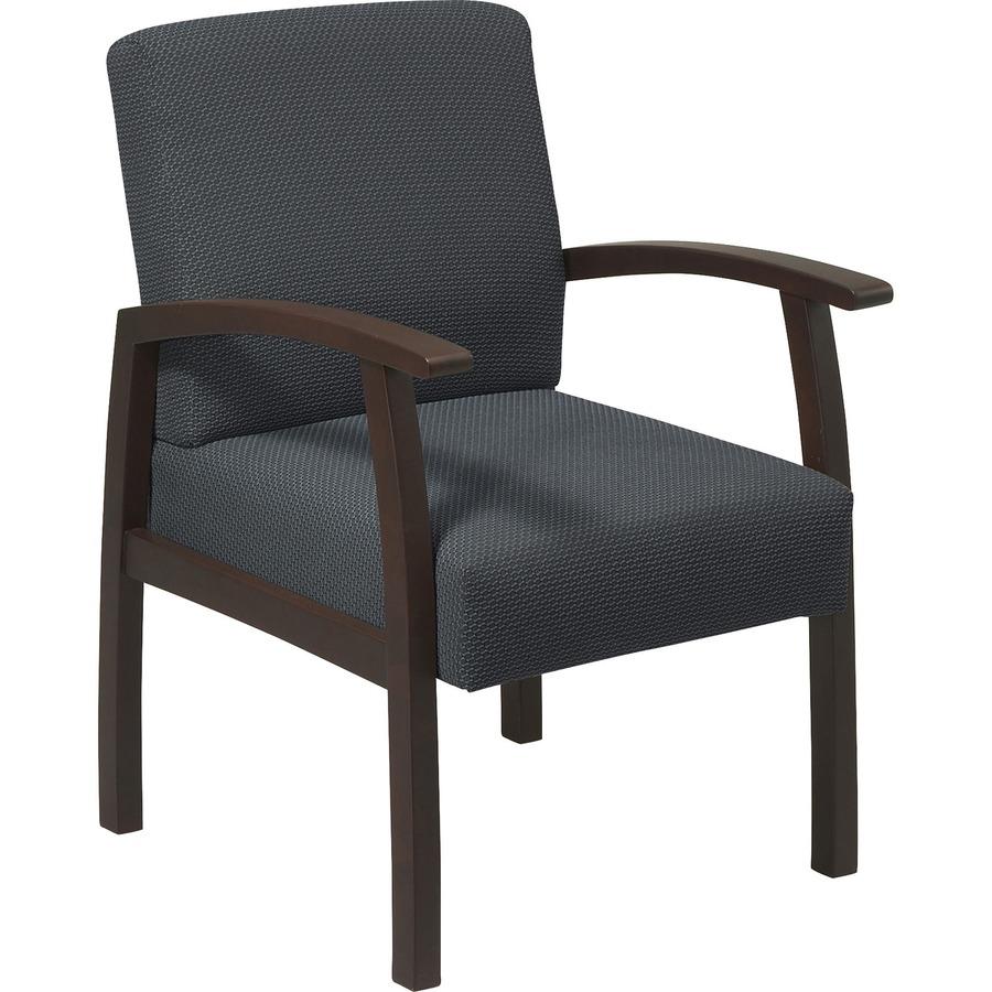 Lorell Thickly Padded Guest Chair - Espresso Frame - Four-legged Base - Charcoal - 1 Each. Picture 3