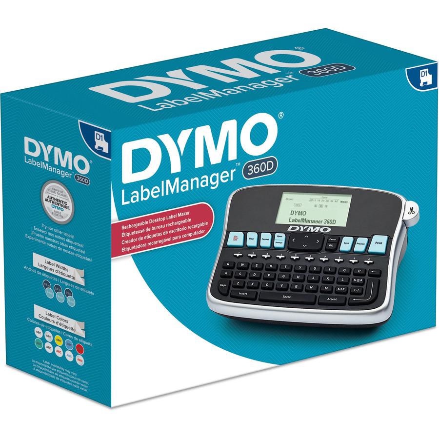 Dymo 360D LabelManager LabelMaker - Label - 0.24" , 0.35" , 0.47" , 0.75" - LCD Screen - Battery - 1 Batteries Supported - Lithium Ion (Li-Ion) - Battery Included - Silver - Auto Power Off, QWERTY, Un. Picture 8