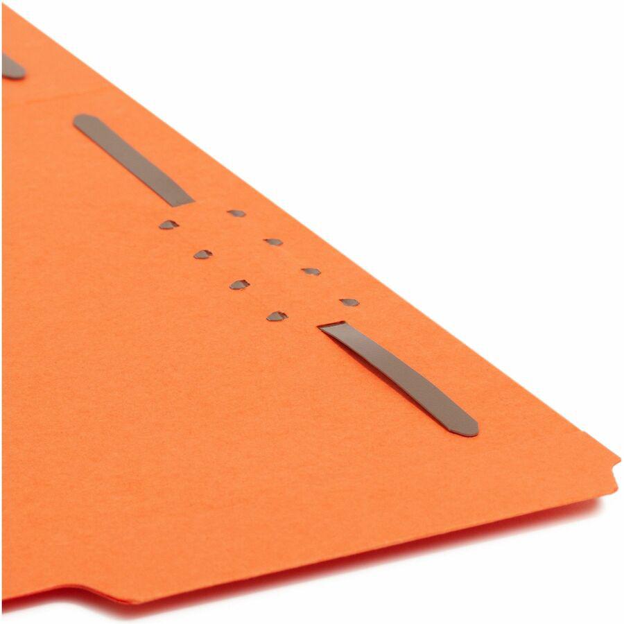 Smead 12540 1/3 Tab Cut Letter Recycled Fastener Folder - 8 1/2" x 11" - 2 x 2K Fastener(s) - 2" Fastener Capacity for Folder - Top Tab Location - Assorted Position Tab Position - Orange - 10% Recycle. Picture 8