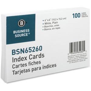 Business Source Plain Index Cards - 6" Width x 4" Length - 100 / Pack. Picture 5