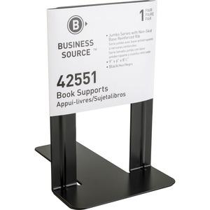 Business Source Heavy-gauge Steel Book Supports - 8.5" Height x 9" Width x 6" Depth - Desktop - Non-skid Base, Scratch Resistant, Stain Resistant - Steel - 2 / Pair. Picture 6
