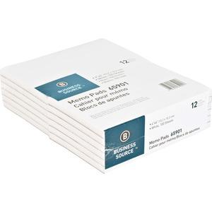Business Source Plain Memo Pads - 100 Sheets - Plain - Glued - Unruled - 15 lb Basis Weight - 4" x 6" - White Paper - Chipboard Backing - 1 Dozen. Picture 4