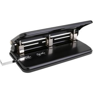 Business Source Heavy-duty 3-hole Punch - 3 Punch Head(s) - 30 Sheet of 20lb Paper - 9/32" Punch Size - Black. Picture 3