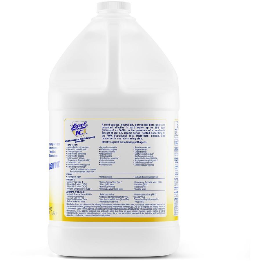Lysol I.C. Quaternary Disinfectant Cleaner - For Multipurpose - Concentrate - 128 fl oz (4 quart) - Original Scent - 4 / Carton - Amber. Picture 7