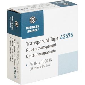 Business Source All-purpose Transparent Glossy Tape - 27.78 yd Length x 0.75" Width - 1" Core - For Sealing, Mending, Protecting - 12 / Pack - Clear. Picture 10